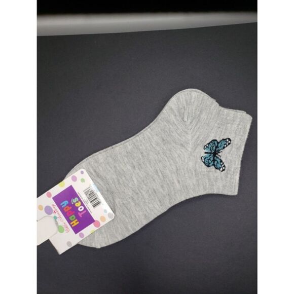 Gray and blue Butterfly ankle socks - Picture 2 of 3